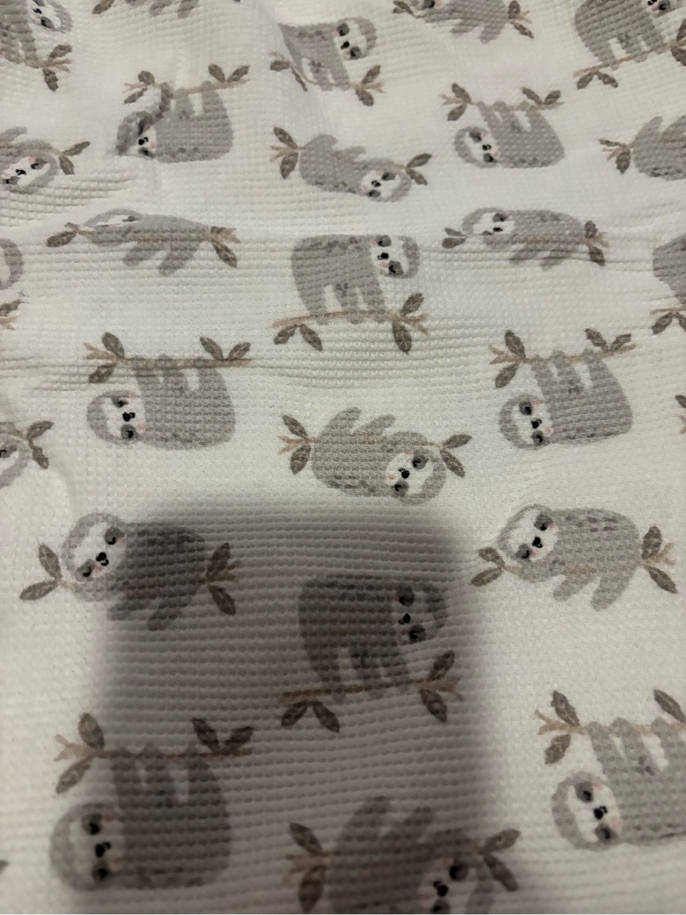 Sloth Print Baby Muslin Swaddle - Gray on White